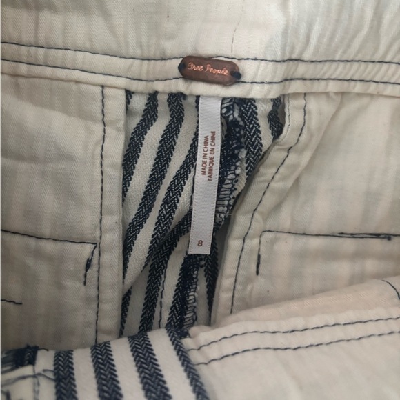 Free People Pants Womens 8 Frankie High Rise Cropped Button Fly Striped Nautical - Picture 7 of 7
